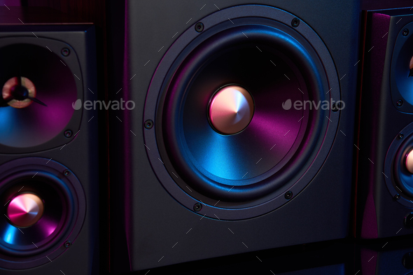 Multimedia acoustic sound speakers with neon lighting