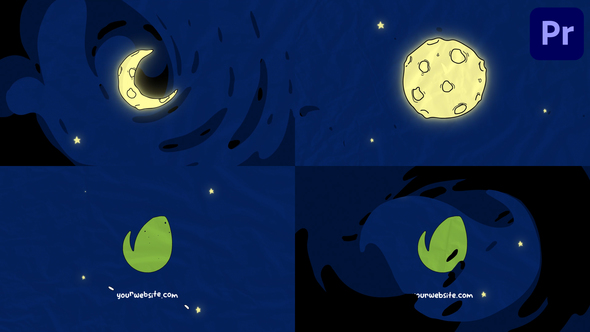 Cartoon Moon Logo Opener for Premiere Pro