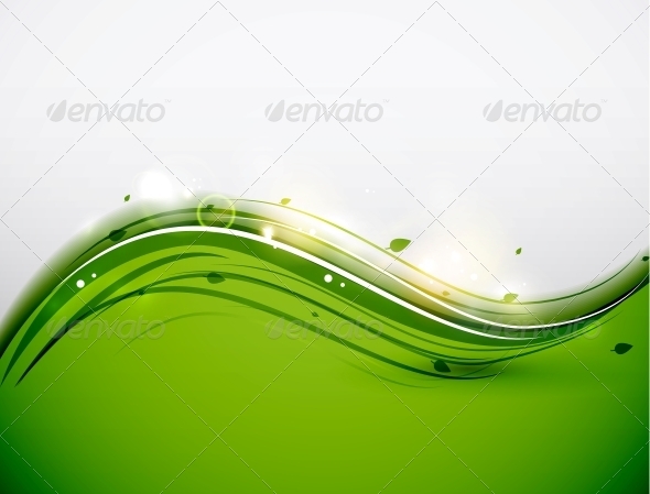Green Floral Wave Abstract Background - Backgrounds Decorative