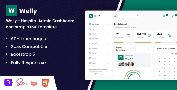 Welly - Hospital Admin Dashboard Bootstrap HTML Template