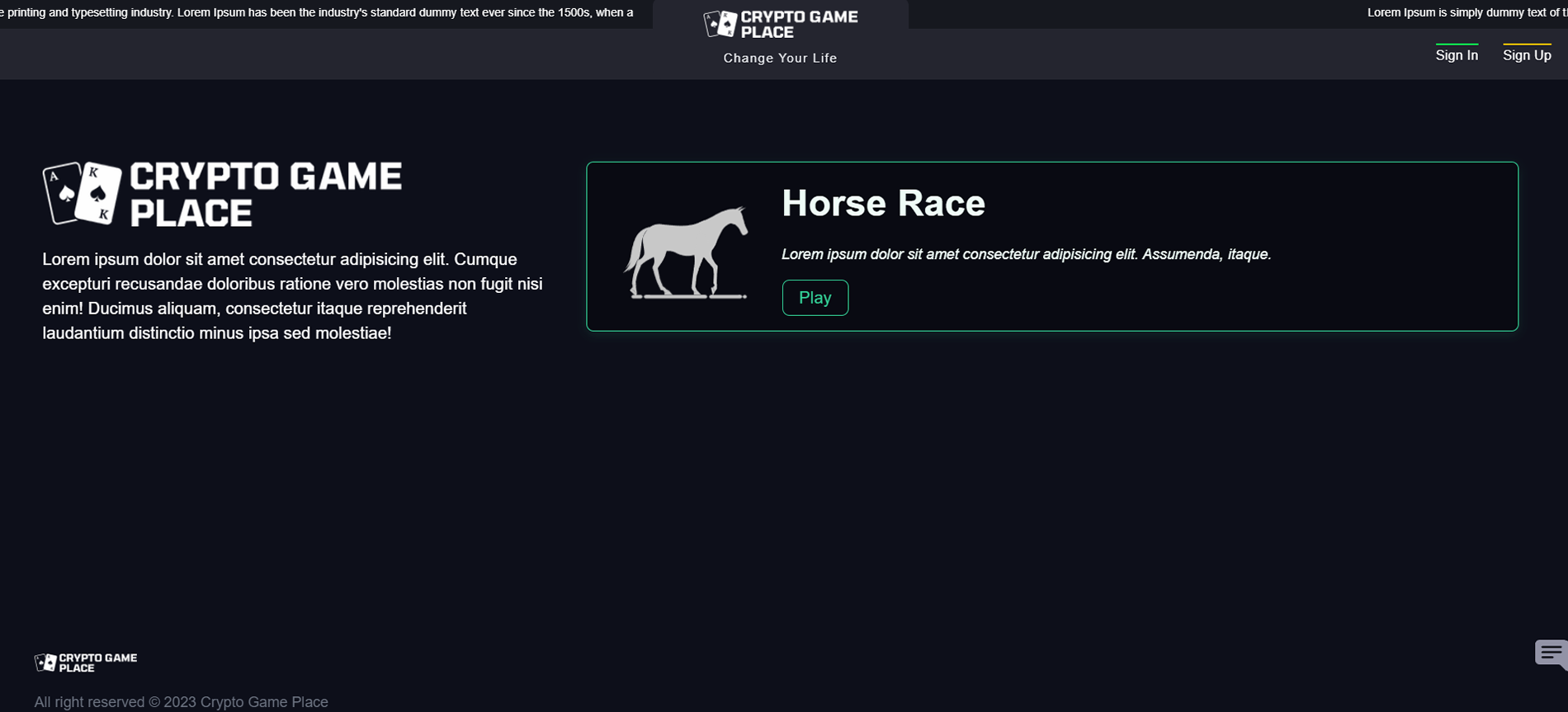Horse Race Game Cryptocurrency by CryptoGamePlace CodeCanyon