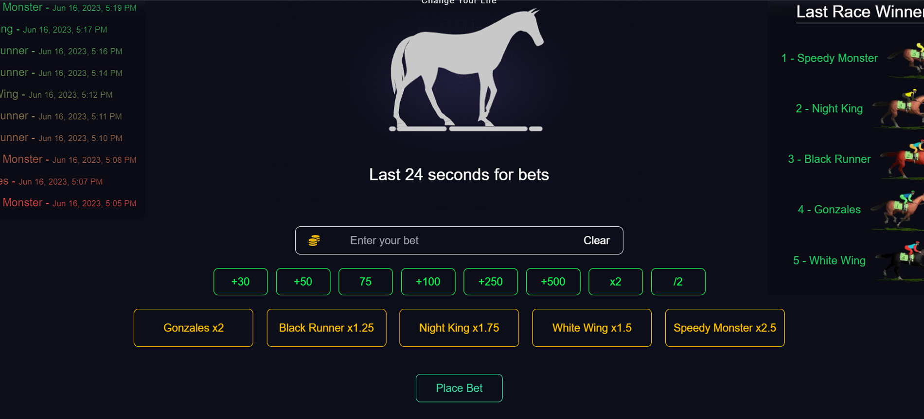 Horse Race Game Cryptocurrency by CryptoGamePlace CodeCanyon