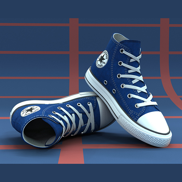 [DOWNLOAD]Footwear Shose Color Blue Low-poly 3D model