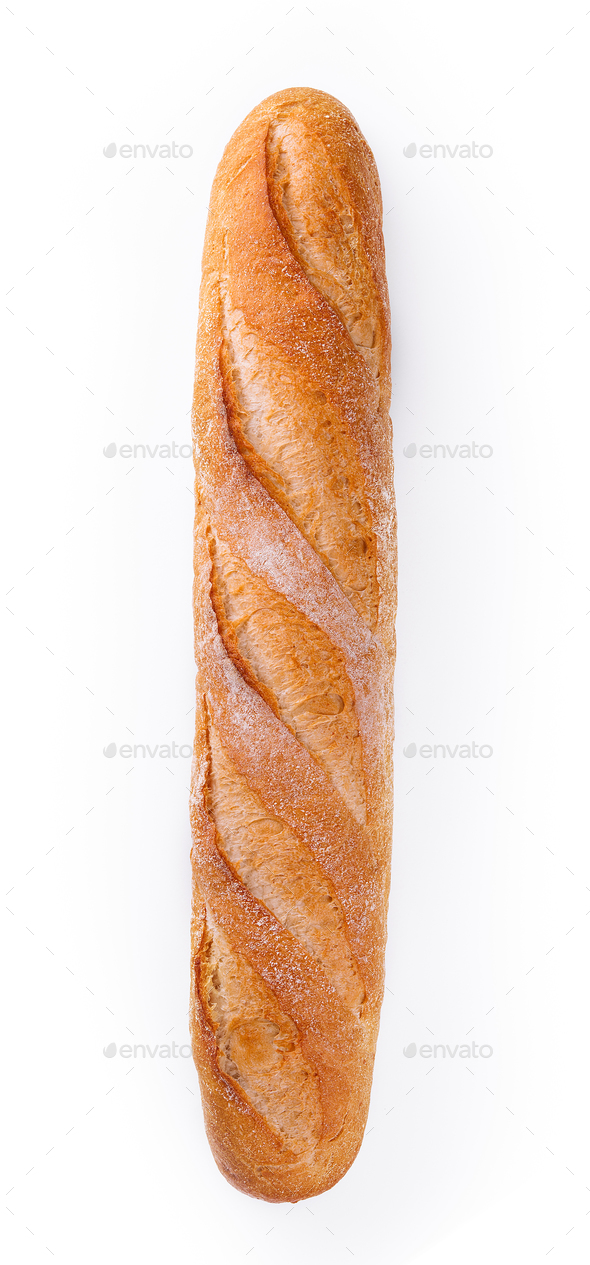 French Baguette, Long Bread, Light Loaf, Isolated on White