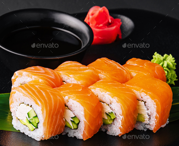 Sushi Set with Sushi, Roll, and Salmon