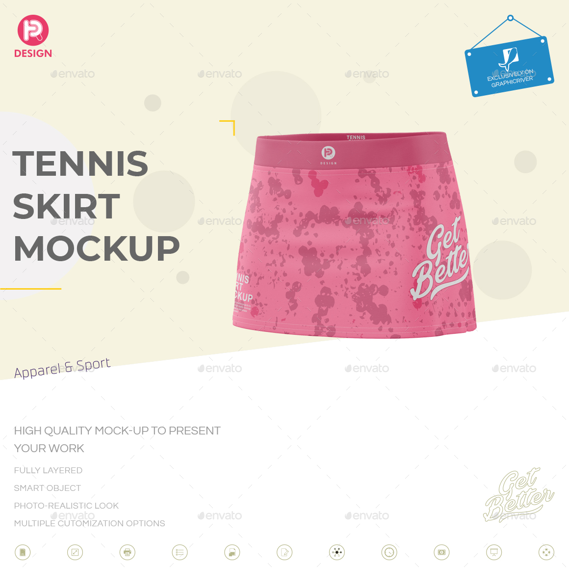 Tennis Skirt Mockup, Graphics | GraphicRiver