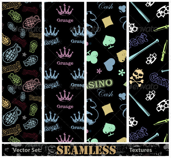 Vector set of stylish seamless textures