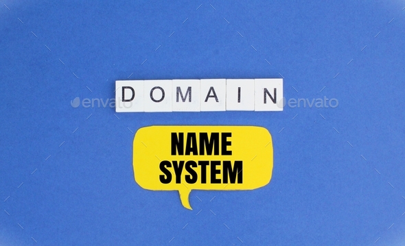 chat box and alphabet letters with the word Domain name system