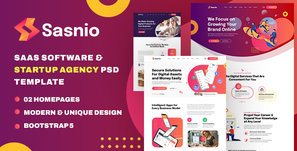 Sasnio | Saas Software & Startup Agency PSD Template