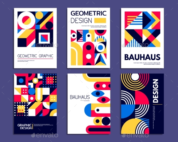 Abstract Geometric Patterns Bauhaus Posters, Vectors