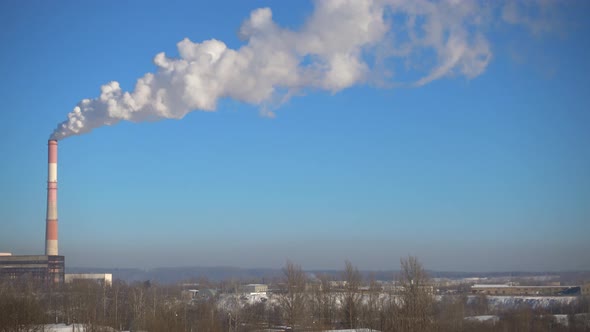 Smoke From the Chimney of Factory and Blue Sky, Nature.