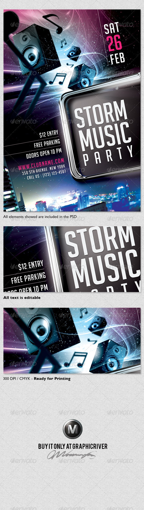 Storm Music Flyer Template - Clubs & Parties Events
