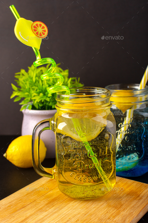 Glass Cups with Straws