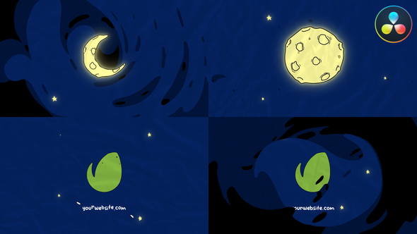 Cartoon Moon Logo Opener for DaVinci Resolve