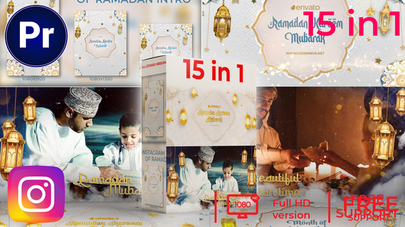 10 In 1 Ramadan Slideshow an Intro MOGRT