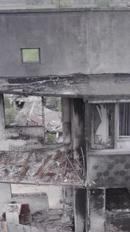 Vertical Video of a Destroyed House During the War in Ukraine alt