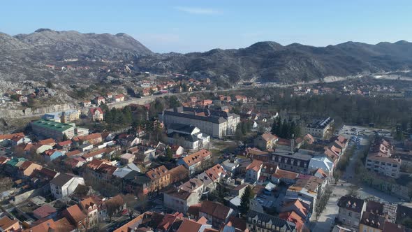 Aerial View of Cetinje Town in Montenegro