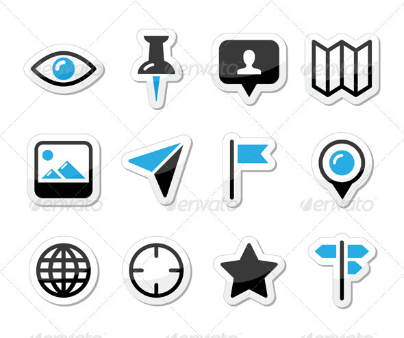 Location map traveling icon set - vector - Travel Conceptual