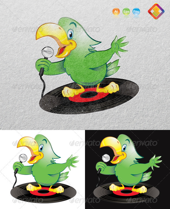 Green Karaoke Parrot - Animals Characters