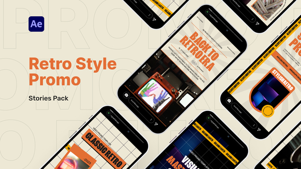 Retro Style Stories Pack Video Display After Effect Template Product Promo template preview