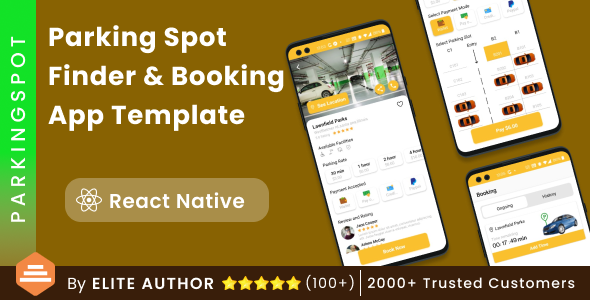 Parking Spot Finder & Booking Android App Template + iOS App Template | React Native | ParkingSpot