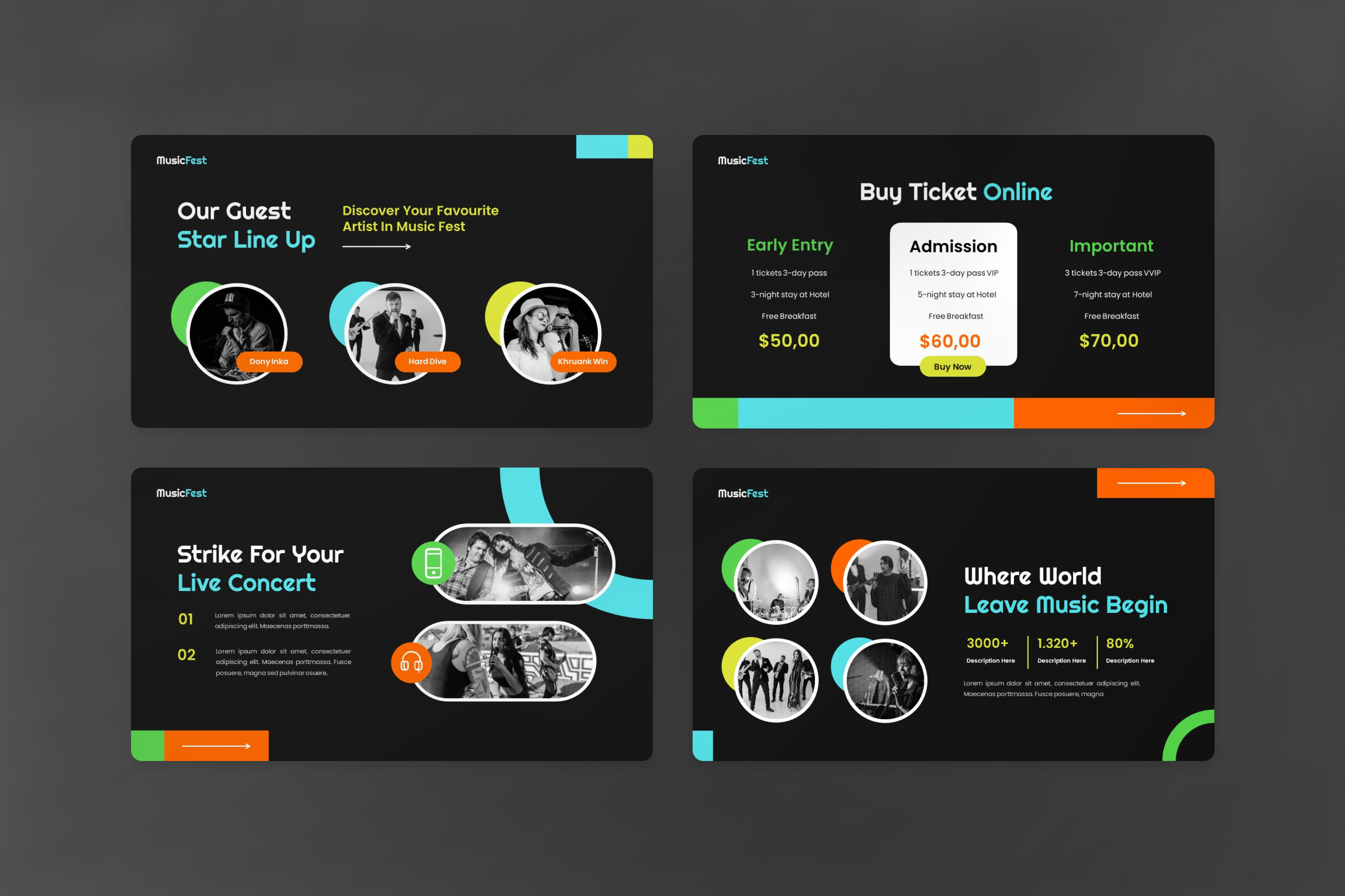 Music Creative Keynote Presentation, Presentation Templates