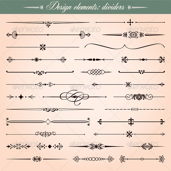 Vector Design Elements, Dividers And Dashes - Borders Decorative