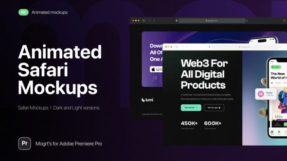 Safari Animated Mockups l MOGRT for Premiere Pro, Premiere Pro Templates