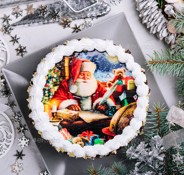 Santa And Rudolph With Sleigh Novelty Christmas Cake | Susie's Cakes