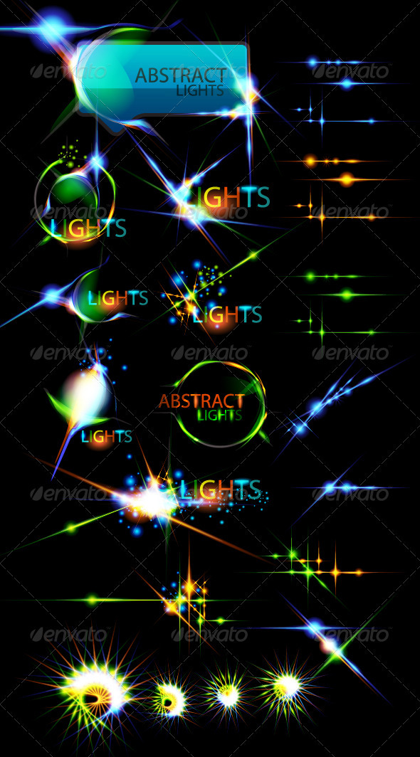Vector collection of color lightning effects - Decorative Symbols Decorative