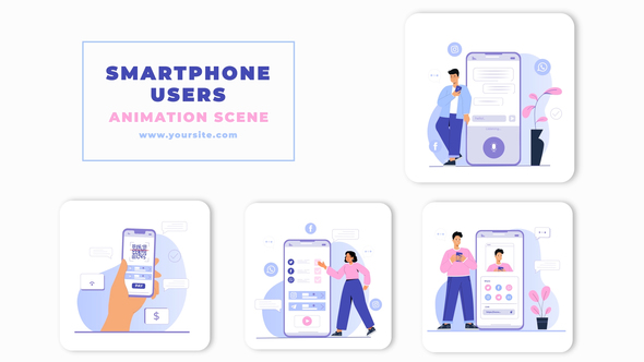 Smartphone Users Animation Scene After Effects Template