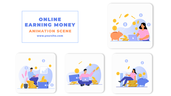 Online Earning Money Animation After Effects Template