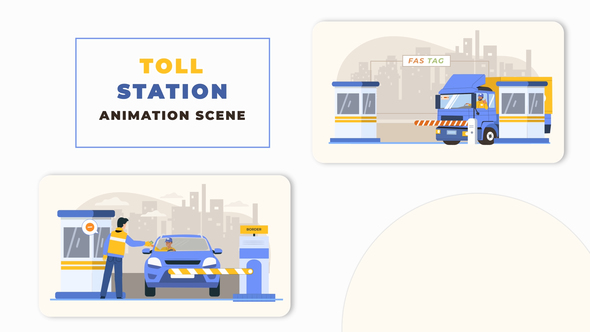Vehicles Toll Station Animation Scene