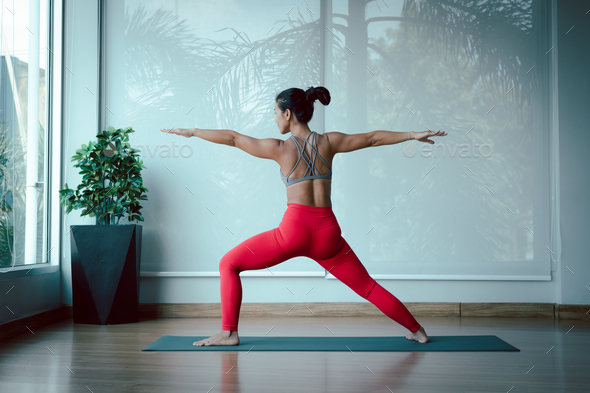 Sport woman wearing sport suite practice asana meditation flexibility yoga sport healthy concept pla