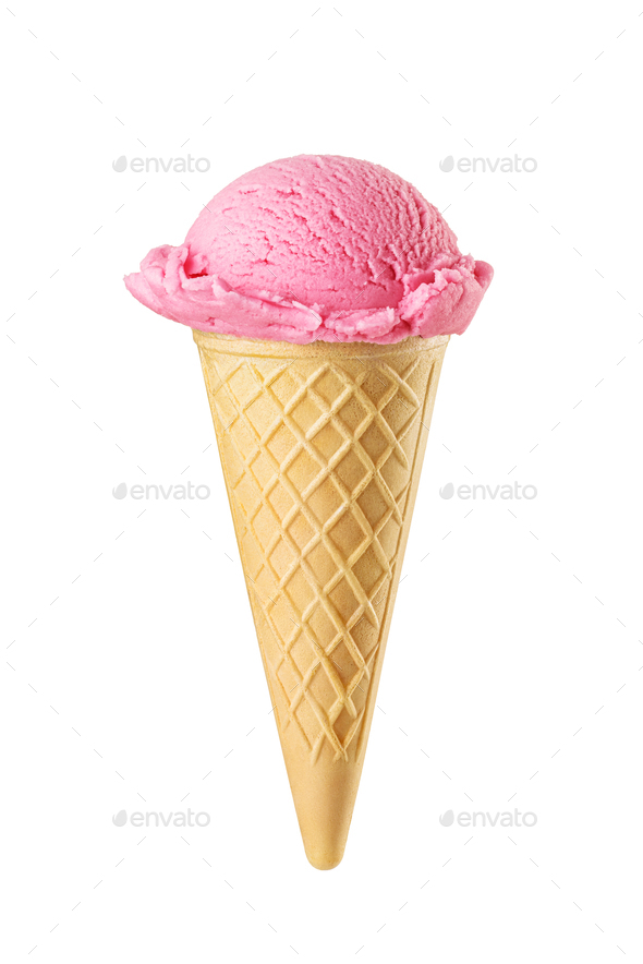 Pink Strawberry Ice Cream Scoop Stock Photo - Image of cream, food