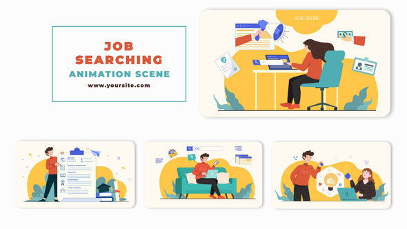 Job Searching Animation Scene After Effects Template