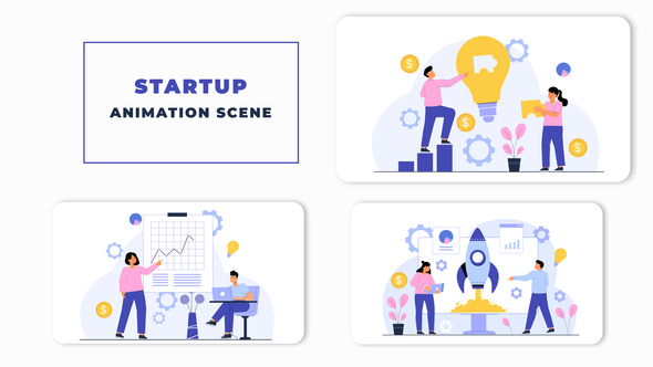 Business Startup Character Animated Scene