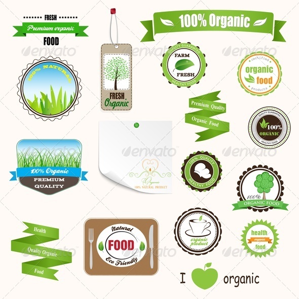 Organic Labels, Logos and Stickers - Health/Medicine Conceptual