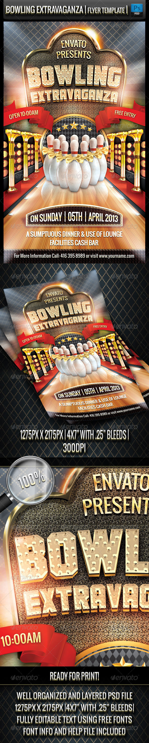 Bowling Extravaganza Flyer Template - Flyers Print Templates
