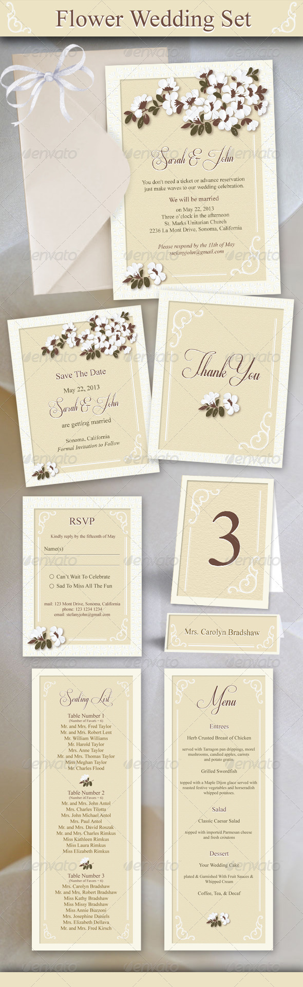 Flower Wedding Set - Weddings Cards & Invites