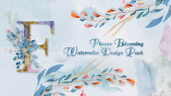 Flower Blooming Watercolor Design Pack alt