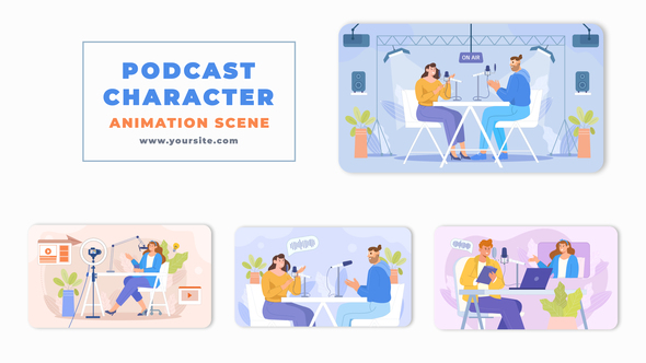 Vector Live Podcast Animation Scene
