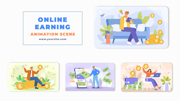 Online Earning Character Animation Scene