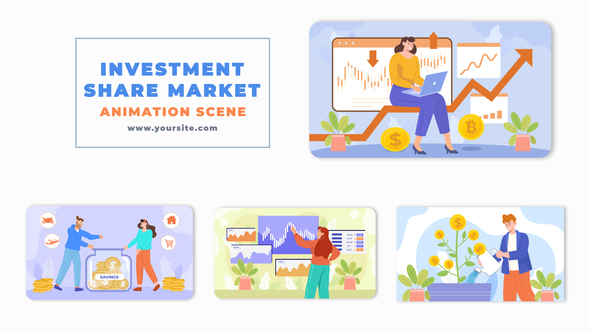 Investment and Share Market Character Animation Scene