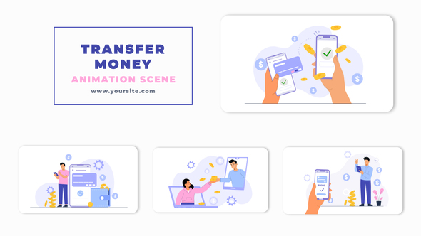Vector Online Money Transfer Animation Scene