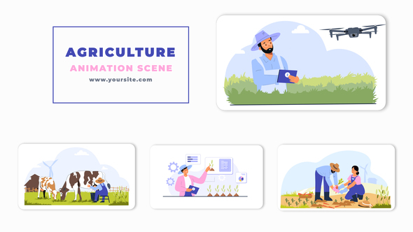 Smart Farming Flat Character Animation Scene