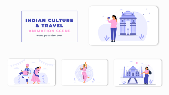 Indian Dance Culture and Tourist Places Animation Scene