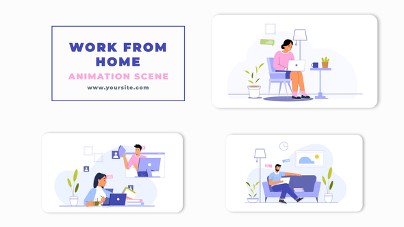 Work from Home Character Animation Scene
