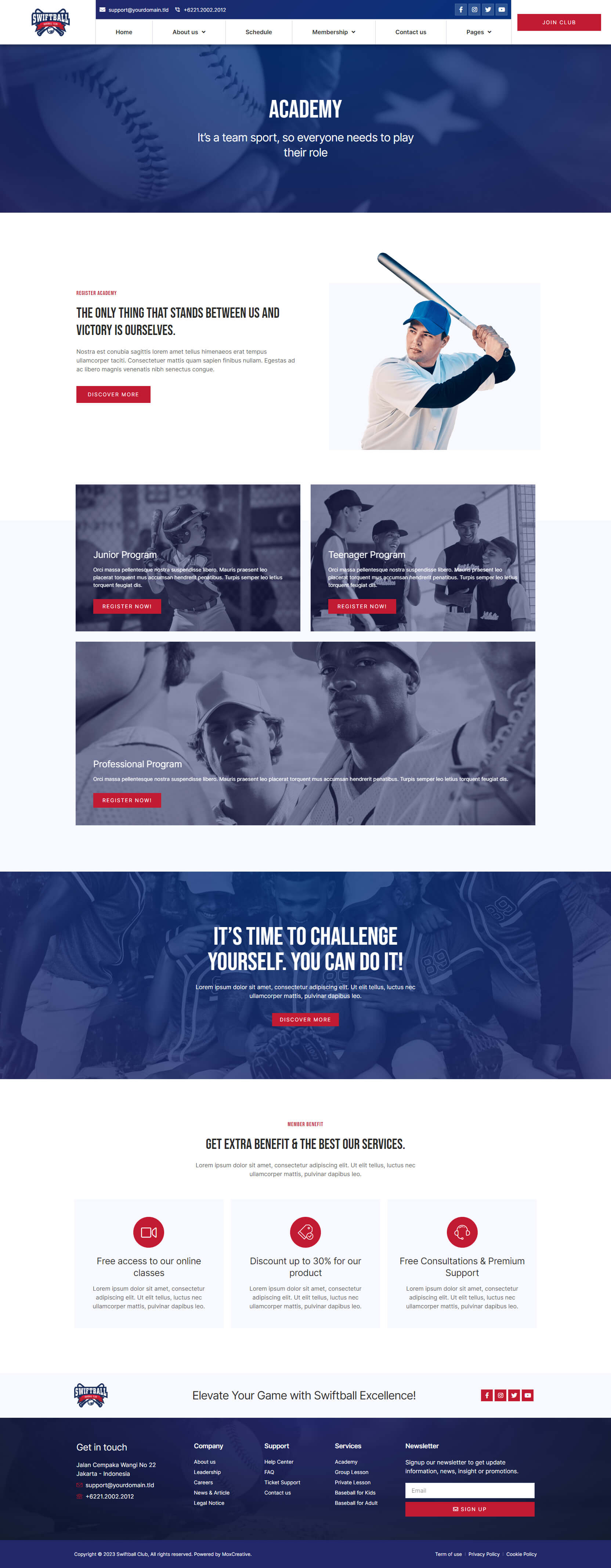 SwiftBall BaseBall Team & Sport Club Elementor Pro Template Kit by