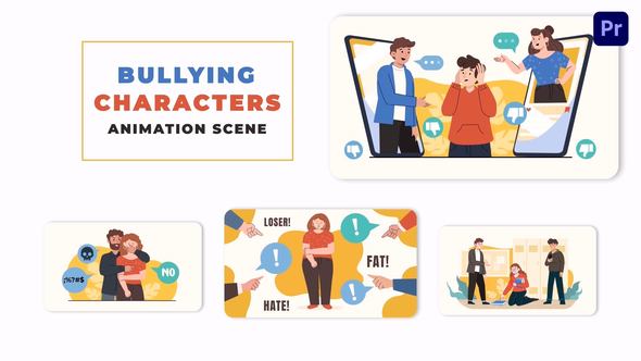 Bullying Flat Character Premiere Pro Animation
